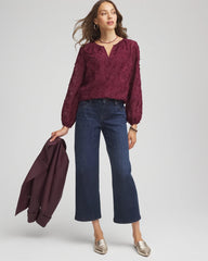 Feathered Pullover Peasant Blouse Deep Chianti - Chico's