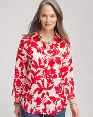 No Iron™ Floral Linen Shirt Red Glow - Chico's