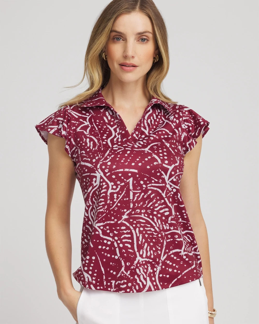 Zenergy® UPF Printed Polo Top Russet Red - Chico's