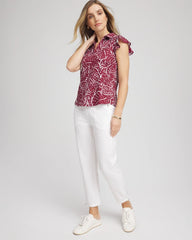 Zenergy® UPF Printed Polo Top Russet Red - Chico's