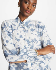 Faux Silk Mockneck Blouse Tidal Blue - Chico's