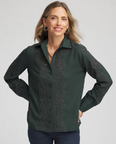 Lace Cotton Voile Shirt Darkest Spruce - Chico's