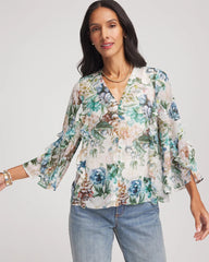 Georgette Ruffled V-Neck Blouse Rose Smoke - Chico's
