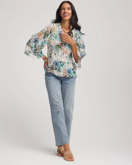 Georgette Ruffled V-Neck Blouse Rose Smoke - Chico's