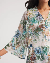 Georgette Ruffled V-Neck Blouse Rose Smoke - Chico's