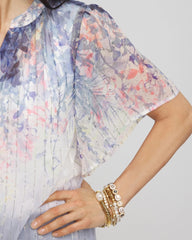 Jacquard Flutter-Sleeve Blouse Blue Pearl - Chico's