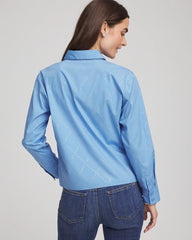 Embellished Stretch Cotton Collared Shirt Tidal Blue - Chico's