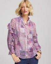 Gingham-Print Georgette Blouse Gooseberry - Chico's