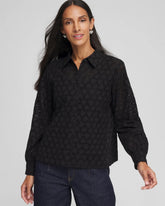 Heart Eyelet Shirt Black - Chico's