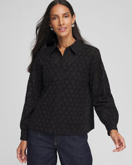 Heart Eyelet Shirt Black - Chico's