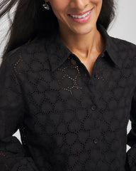 Heart Eyelet Shirt Black - Chico's