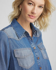 Tencel™ Colorblock Classic-Fit Shirt Bailey Indigo - Chico's