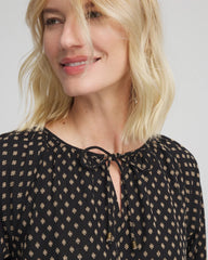 Floral Print Tie-Neck Top Black - Chico's