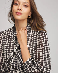 Clip-Dot Tie-Front Blouse Black - Chico's