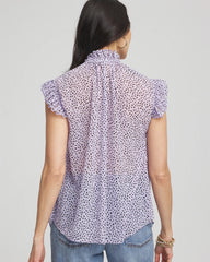 Cheetah Print Ruffle-Collar Blouse Violet Aura - Chico's