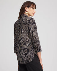 No Iron™ Sateen Swirls Print Shirt Black - Chico's