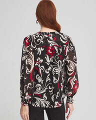 Crinkle Chiffon Floral Blouse Black - Chico's