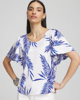 Flutter Sleeve Satin Top Blue Casa - Chico's