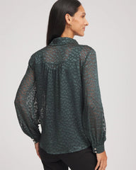 Clip-Dot Billow-Sleeve Blouse Darkest Spruce - Chico's