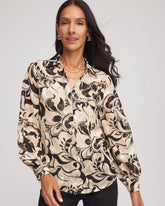 Floral Burnout Blouson-Sleeve Blouse Black - Chico's