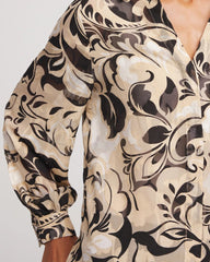 Floral Burnout Blouson-Sleeve Blouse Black - Chico's