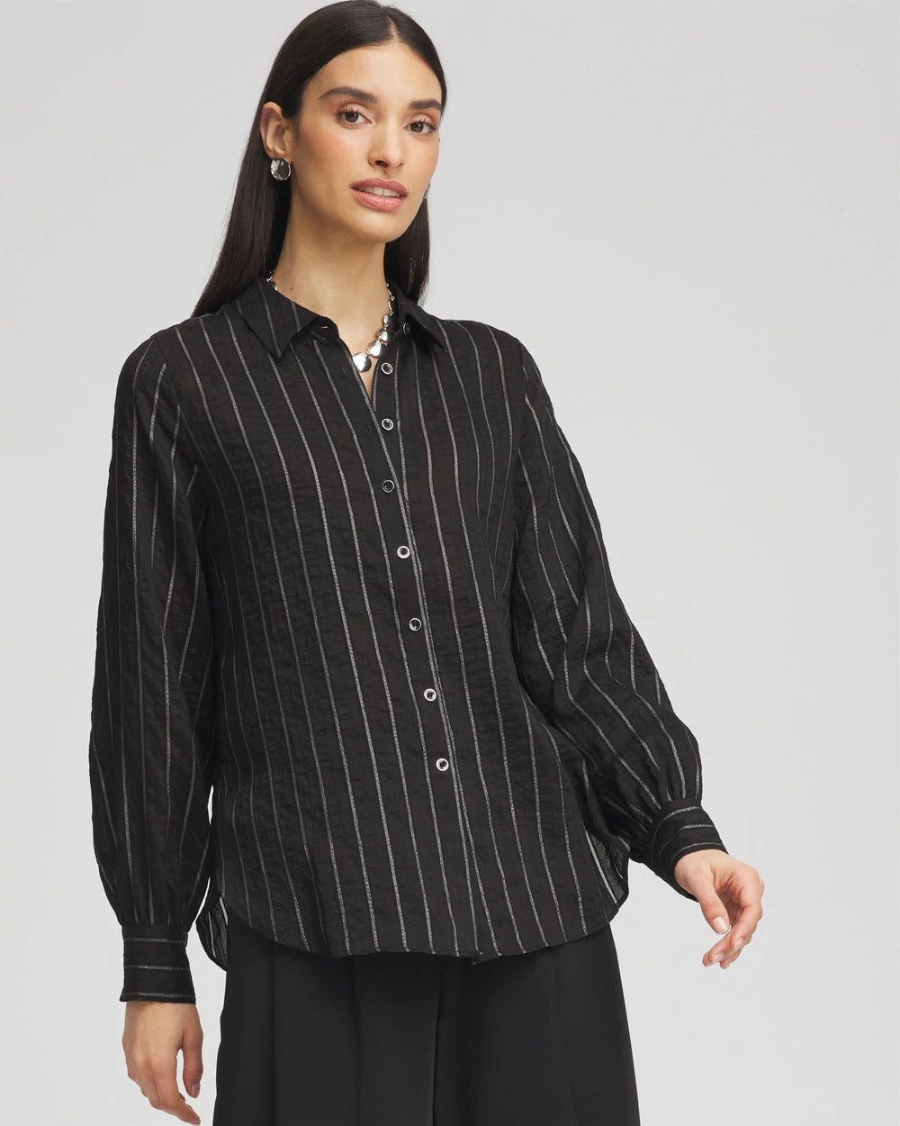 Classic Soft Button-front Blouse Black - Chico's