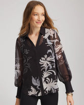Georgette Flow Print Blouse Black - Chico's