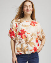 Floral Bubble-Hem Blouse Glistening Sand - Chico's