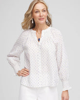 Smocked Split-neck Blouse Blue Casa - Chico's