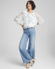 Georgette Sheer Ruffle Blouse Blue Pearl - Chico's