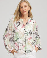 Drawstring Crinkle Chiffon Blouse Cafe Aroma - Chico's