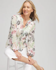 Drawstring Crinkle Chiffon Blouse Cafe Aroma - Chico's