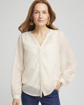 Chevron Blouson Sleeve Blouse Ecru - Chico's