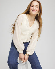 Chevron Blouson Sleeve Blouse Ecru - Chico's