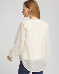 Chevron Blouson Sleeve Blouse Ecru - Chico's