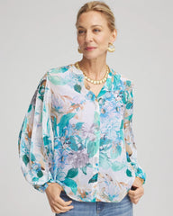 Georgette Billow Sleeved Blouse Paradiso Blue - Chico's