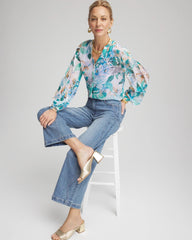 Georgette Billow Sleeved Blouse Paradiso Blue - Chico's