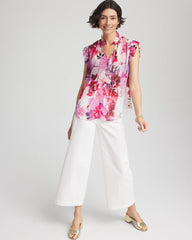 Floral Ruffle Collar Blouse Plum Shade - Chico's