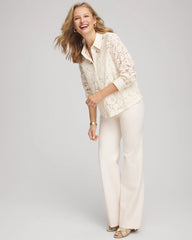 Classic-Fit Collared Lace Shirt English Cream - Chico's