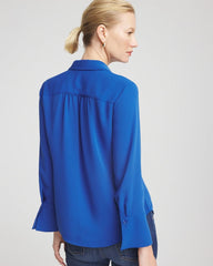 Ruffle-Trim Chiffon Blouse Cobalt Stone - Chico's