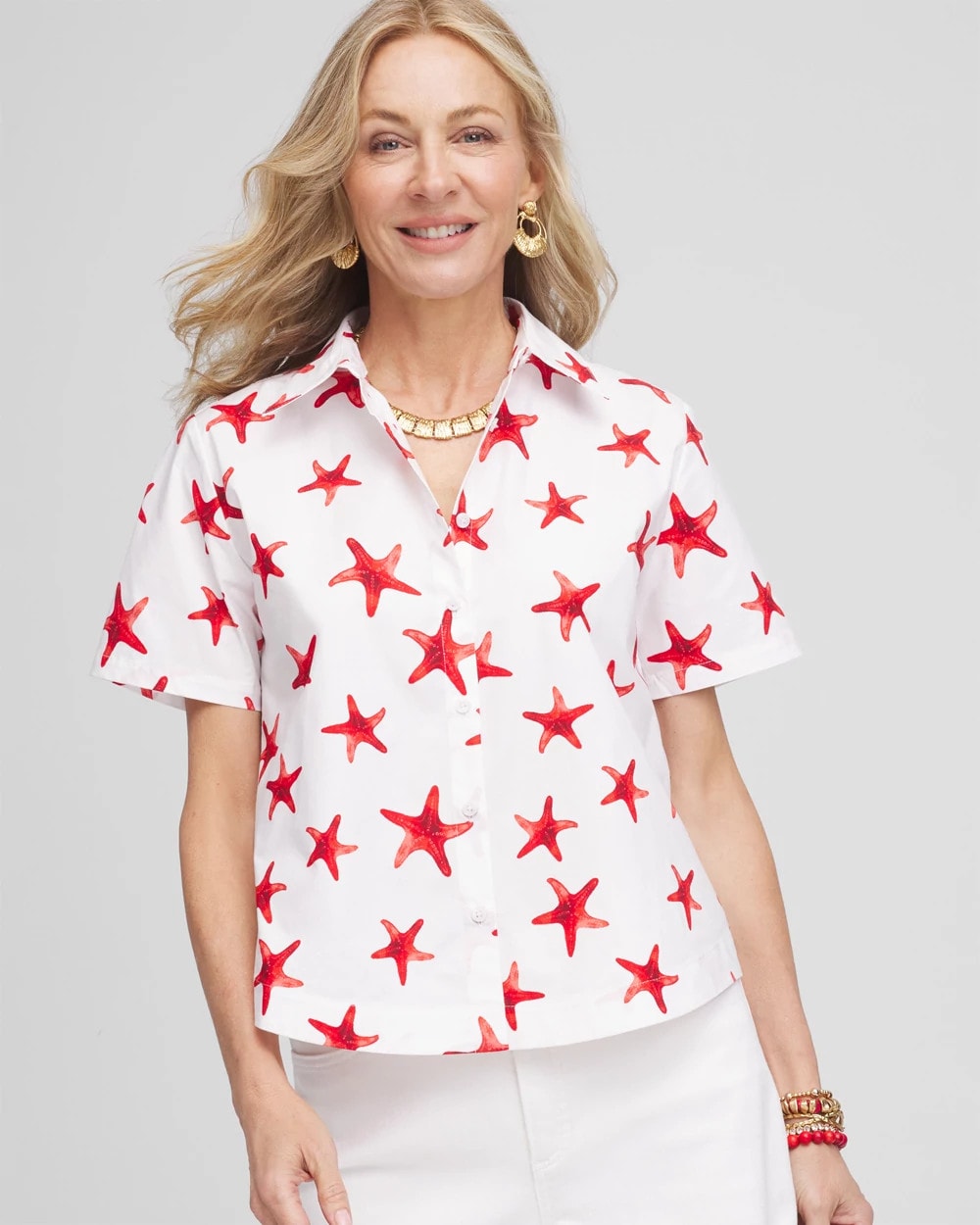 Starfish Short Sleeve Swing Shirt Red Glow - Chico's