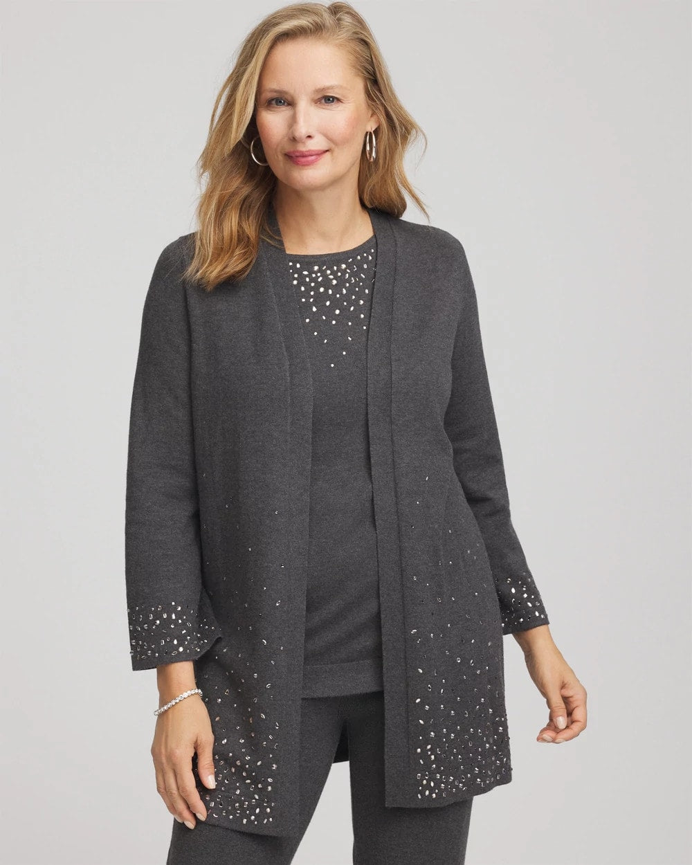 Travelers™ Rhinestone Cardigan Graphite Gray - Chico's