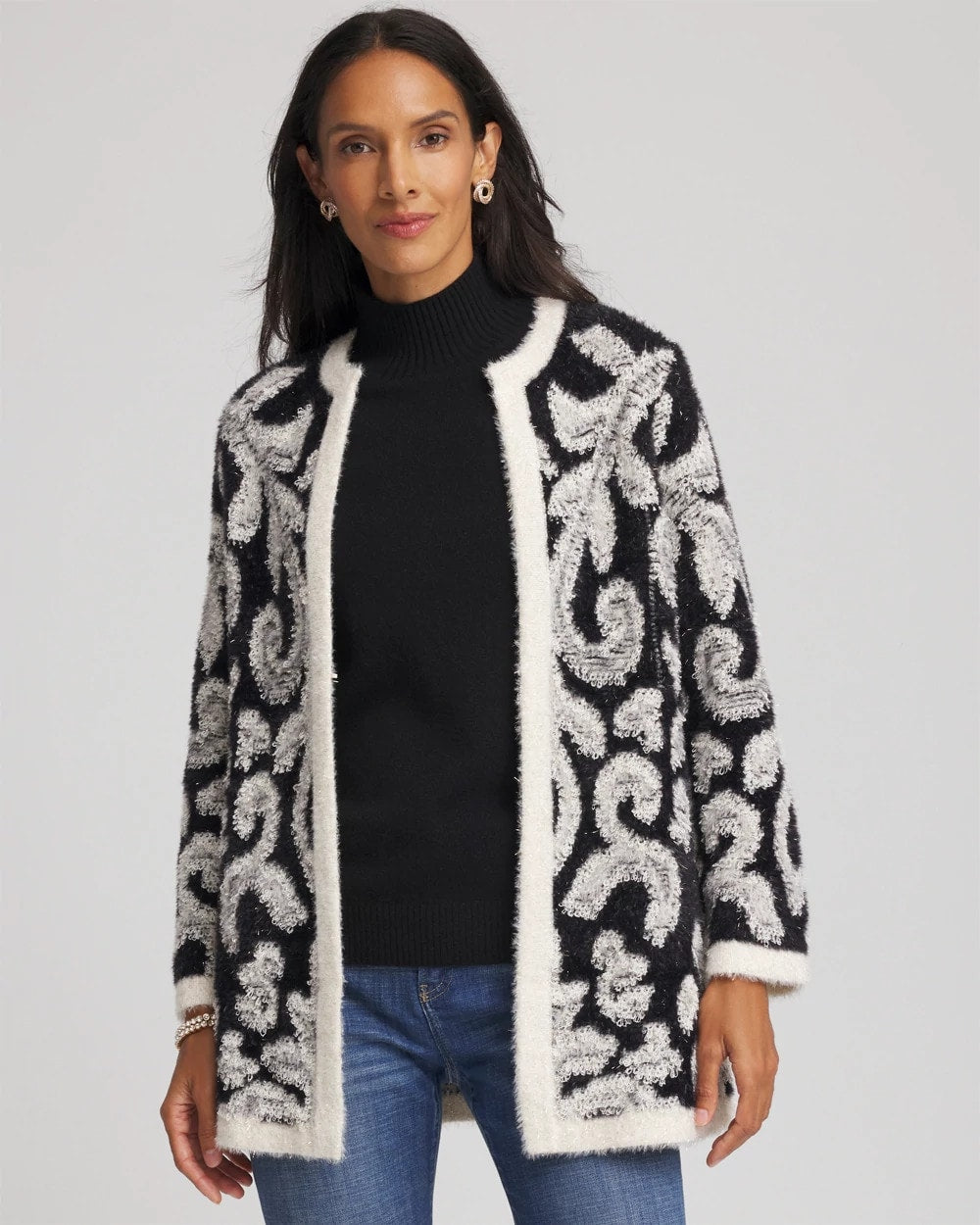 Abstract Fuzzy Cardigan Black - Chico's