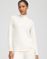 Ella Embellished Mockneck Sweater English Cream - Chico's
