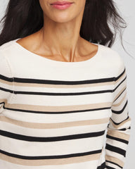 Ella Stripe Boatneck Sweater English Cream - Chico's