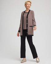 Travelers™ Tipped Button-Down Cardigan Deep Taupe - Chico's