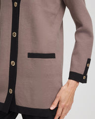 Travelers™ Tipped Button-Down Cardigan Deep Taupe - Chico's