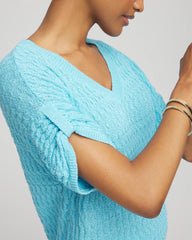 Sequin V-Neck Pullover Sweater Paradiso Blue - Chico's