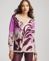Intarsia Knit V-Neck Pullover Sweater Gooseberry - Chico's