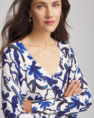 Ella V-Neck Blue-Petals Pullover Sweater Ecru - Chico's
